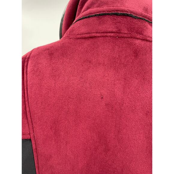 Coldwater Creek Microsuede Sherpa Lined Coat Winter Jacket Burgundy Black Petite - Picture 9 of 9